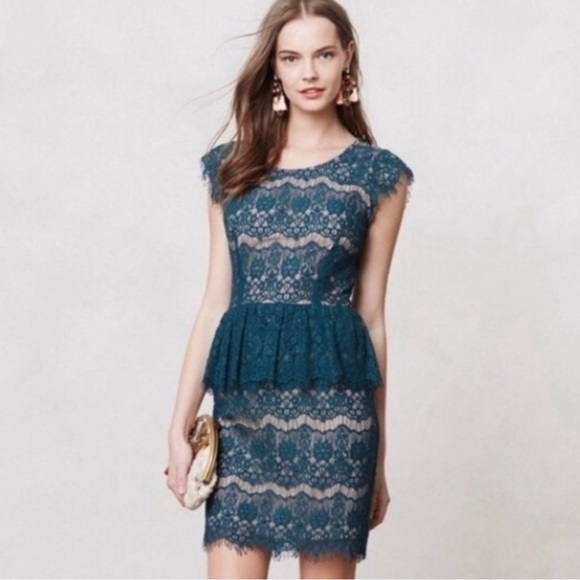 Anthropologist Maeve Elsa peplum lace dress size S - Picture 2 of 7
